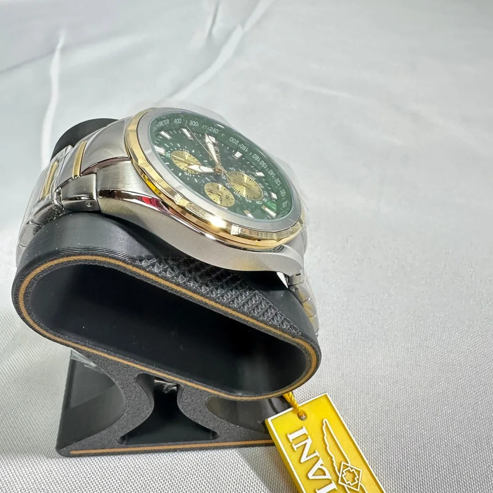 NWT Invicta 49084 Chronograph Watch Men's Silver Gold Green Reserve Luxury